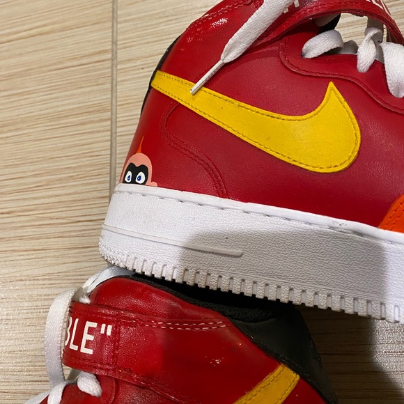 Hand painted Nike Air Force Ones “INCREDIBLE” Virgil Abloh Style - Picture 6 of 12